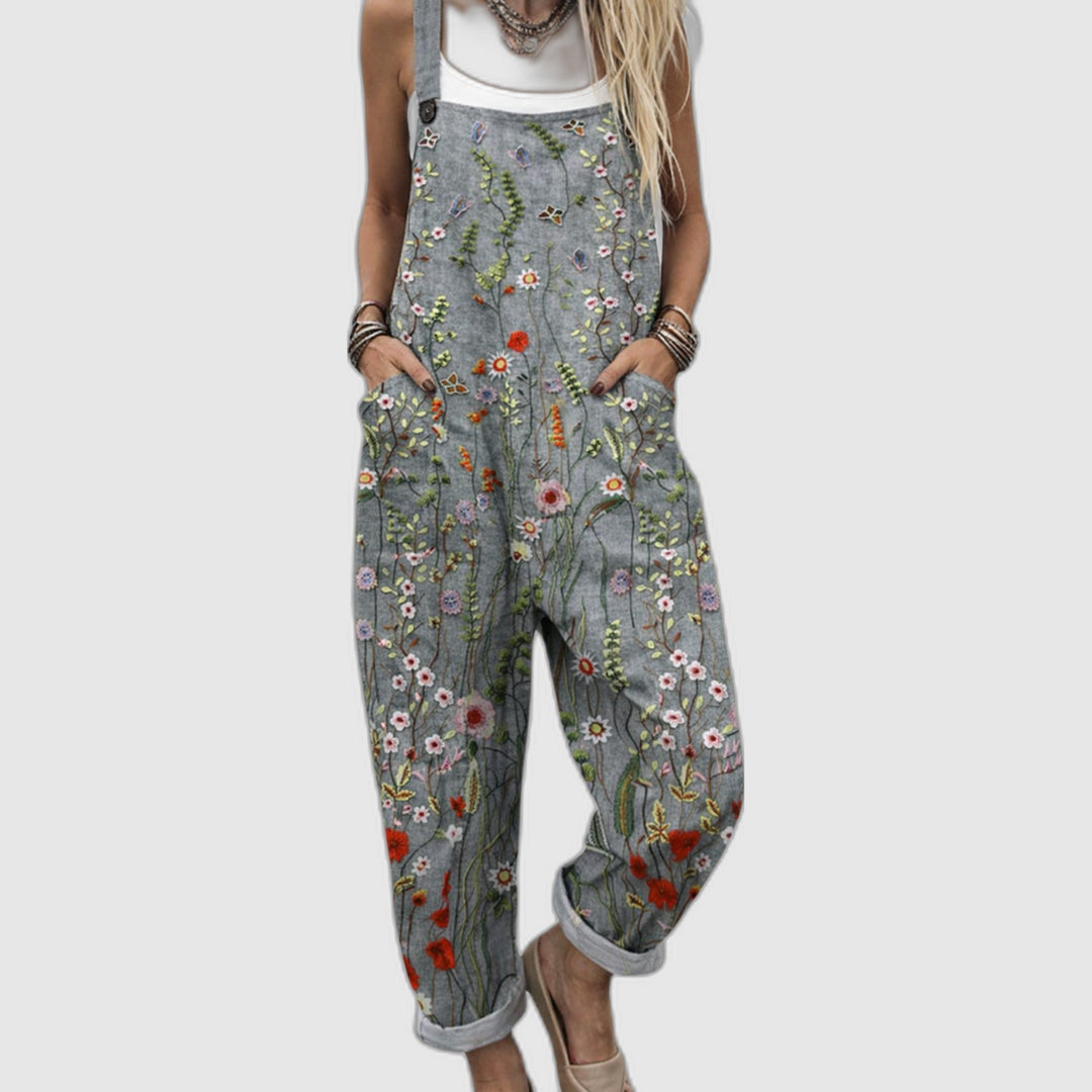 Lora | Loose-Fitting Floral Print Overalls