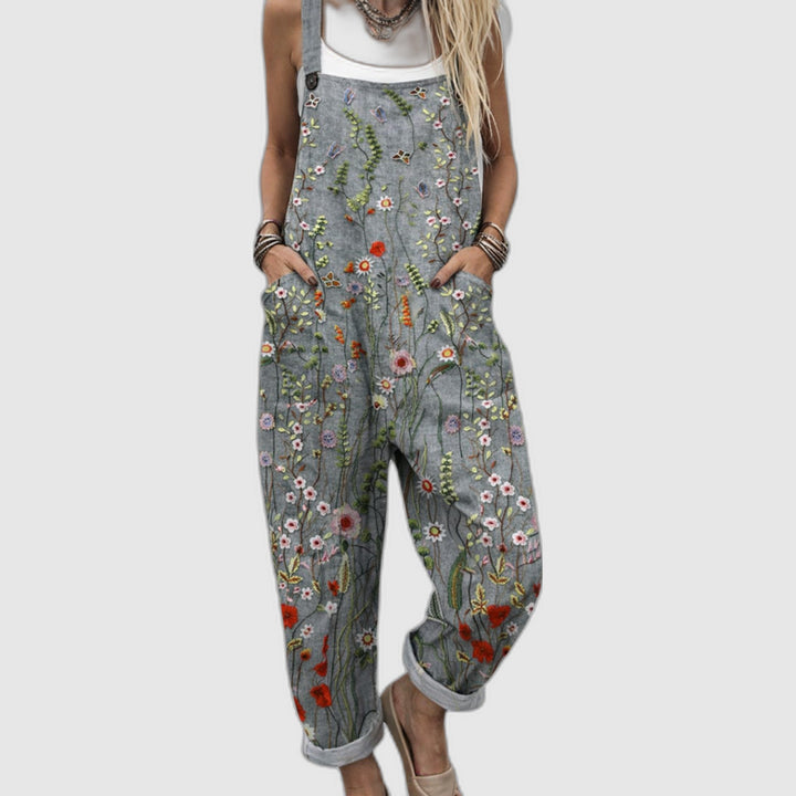 Lora | Loose-Fitting Floral Print Overalls