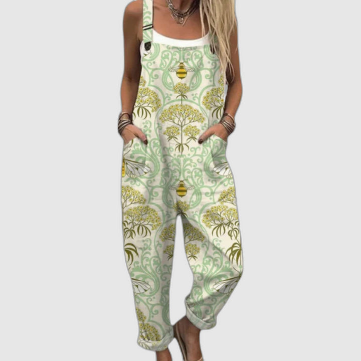 Loose-fitting printed overall – wide legs and adjustable straps