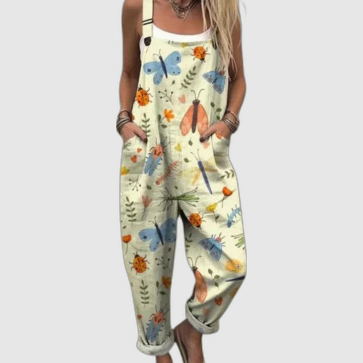 Loose-Fitting Printed Overalls for Women