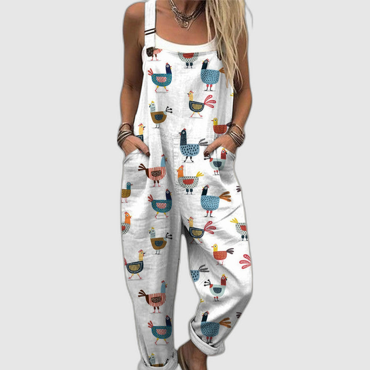 Loose-Fitting Printed Overalls