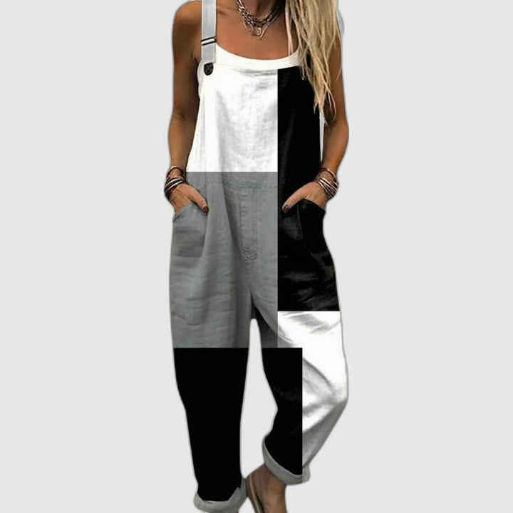 Wide-Leg Printed Overalls