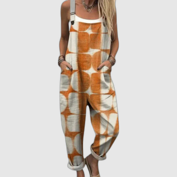 Wide-Leg Printed Overalls