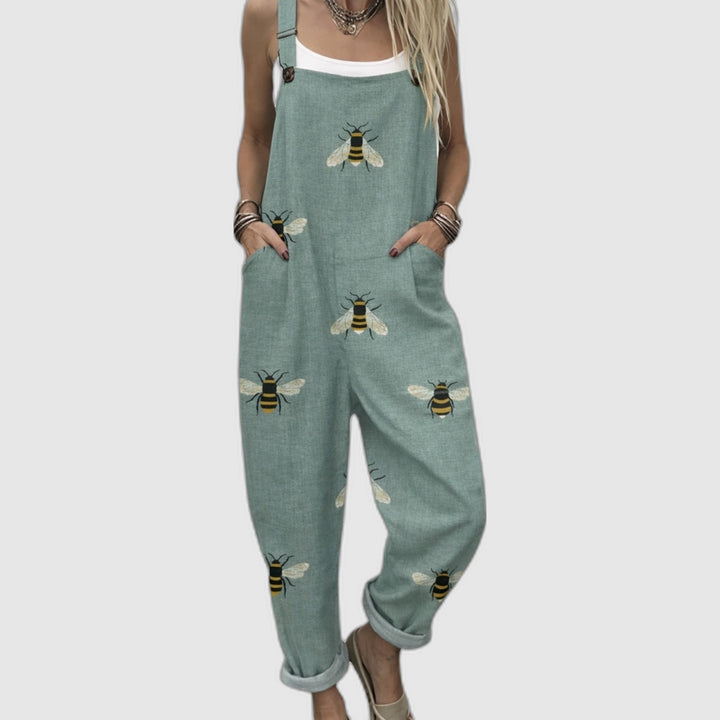 Printed Wide-Leg Overalls with Adjustable Straps