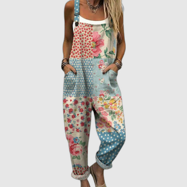 Comfortable Printed Wide-Leg Overalls
