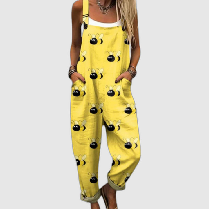 Comfortable Printed Wide-Leg Overalls