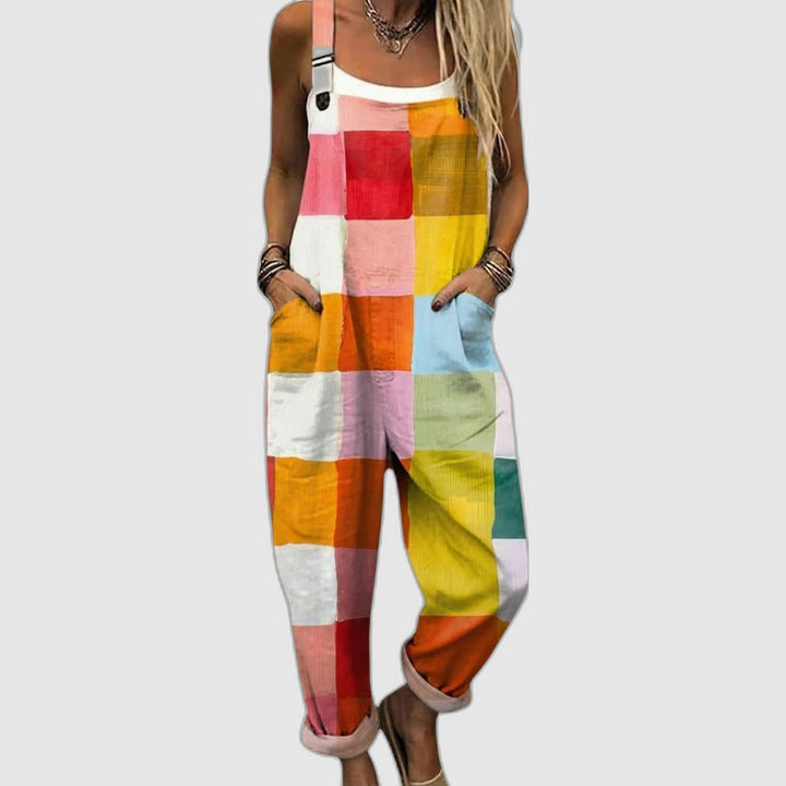 Printed Wide-Leg Jumpsuit with Adjustable Straps