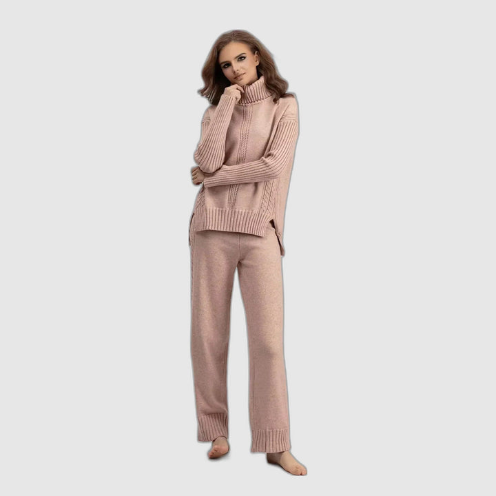 Scarlett | Chic Turtleneck Knitted Set and Wide Leg Pants