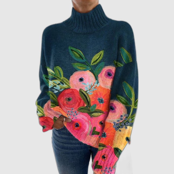 Tessa | Floral Print Turtleneck Sweater
