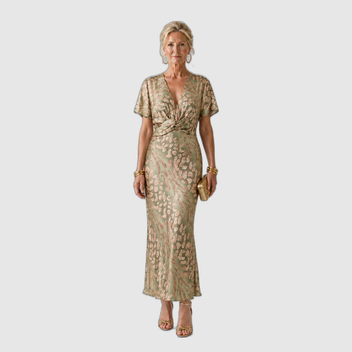 Vivette | Twisted Waist Dress with Abstract Print