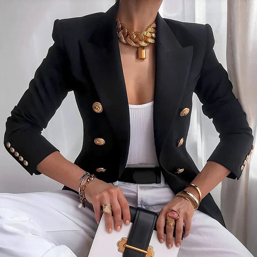 Catherine | Tailored Double-Breasted Blazer with Gold Buttons