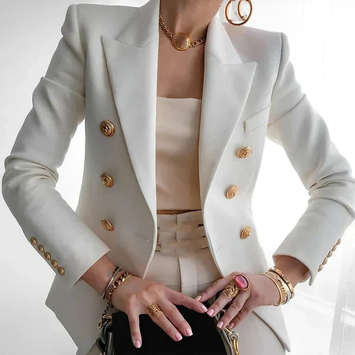 Catherine | Tailored Double-Breasted Blazer with Gold Buttons